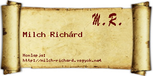 Milch Richárd névjegykártya